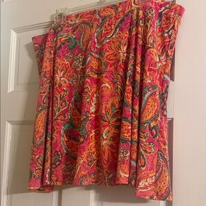 Susan Graver Coral Pink & Orange Paisley Skirt